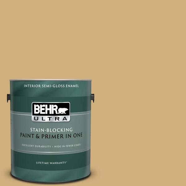 BEHR ULTRA 1 gal. #UL180-23 Romanesque Gold Semi-Gloss Enamel Interior Paint and Primer in One
