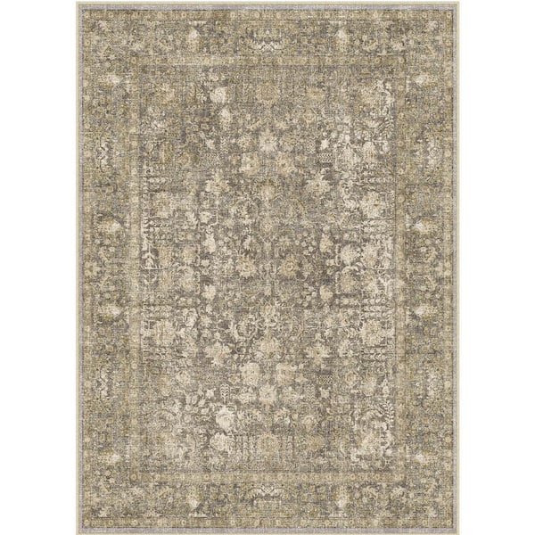 HaiiMeid Entomology Brown 8 ft. x 10 ft. Vintage Floral Area Rug