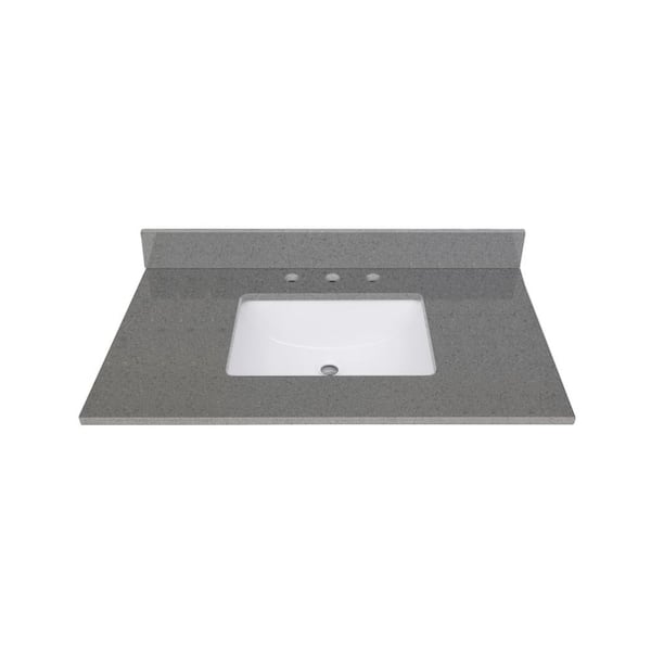 Avanity 37 in. W x 22 in. D Quartz White Rectangular Single Sink Bathroom Vanity Top in Contrail Matte