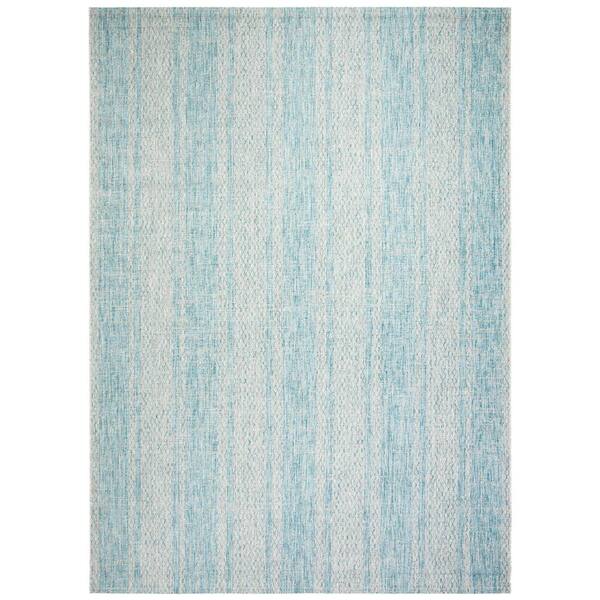 SAFAVIEH Courtyard Light Gray/Aqua 9 ft. x 12 ft. Indoor/Outdoor Area Rug
