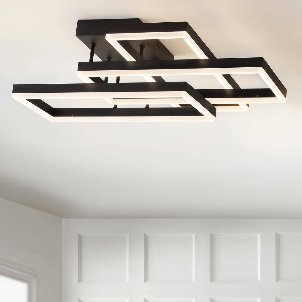 Lumina 28" LED Black Geometric Flush Mount Ceiling Light