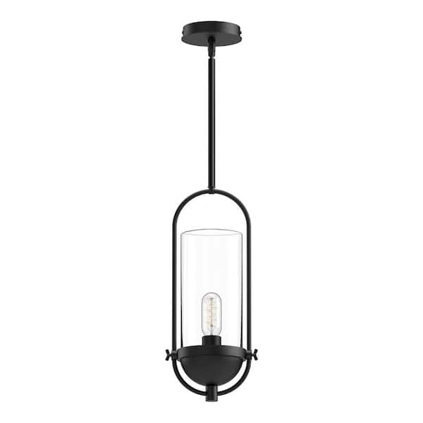 ALORA MOOD Cyrus 8 in. 1 Light 60-Watt Clear Glass/Matte Black Pendant Light