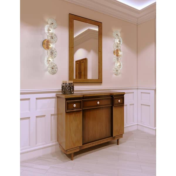 Sue-Anne 29.5 in. 3-Light Brass Vanity Light with Clear/Amber Glass Shades