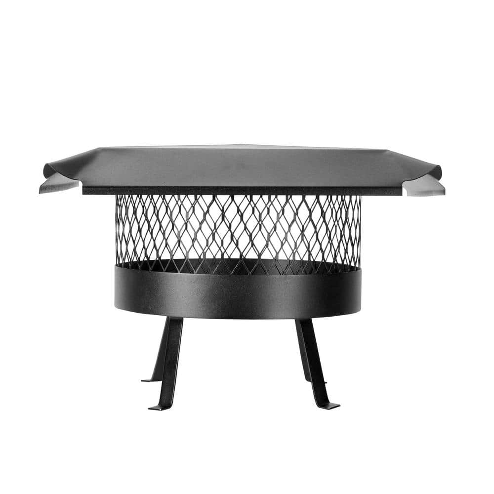 HYC 14 in. Round SlipIn Welded Leg Single Flue Chimney Cap in Black