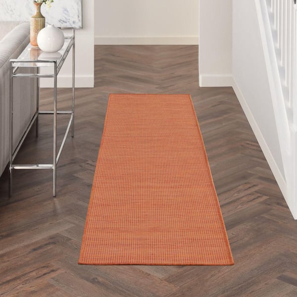 Positano Terracotta 2 ft. x 6 ft. Indoor/Outdoor Solid Contemporary Runner Area Rug