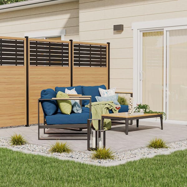 6 ft. x 4 ft. Cypress Vinyl Fence with Boardwalk Black Decorative Screen