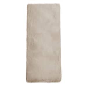 Mmlior Faux Rabbit Fur Light Brown 2 ft. x 10 ft. Fluffy Cozy Furry Area Rug