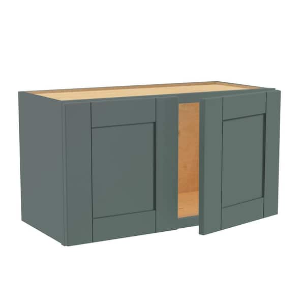 Home Decorators Collection Washington 24 in. W x 12 in. D x 15 in. H Assembled Plywood Wall Kitchen Cabinet in Verdant Green with Soft Close Door