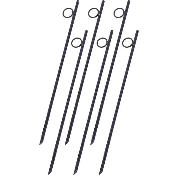 WRIGHTMASTER 3/8 in. x 18 in. Steel Heavy Duty Ground Stakes with Angled Ends and 1 in. Loops for Campsites and Canopies, 6-Pieces