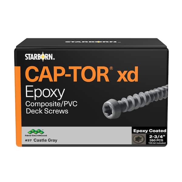 1-Pack #10 x 2-3/4 in. Castle Gray Epoxy Color Match Torx Flat Head Composite Deck Screws (1.28 lbs. 100-Pieces)