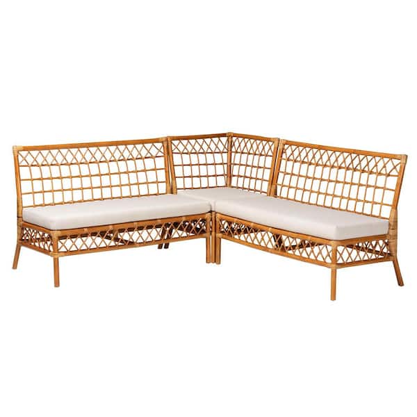bali pari Capella Light Honey Rattan 3-Piece Dining Nook