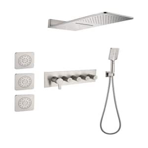 2-Spray 2 GPM Rectangle Wall Mounted Dual Shower System with 3 Body Sprays and Handheld Shower in Brushed Nickel