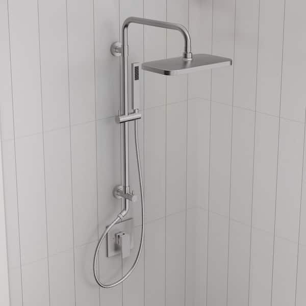 Single Handle 2-Spray Tub and Shower Faucet 2.5 GPM with 2 Modes Showerhead in. Brushed Nickel Valve Included