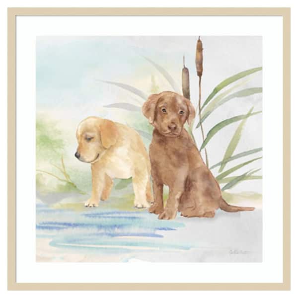 Amanti Art Woodland Dogs II by Cynthia Coulter 33 in. W x 33 in. H. Wood Framed Wall Art Print Framed in Brown