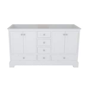 58.74 in. W x 21.42 in. D x 33.54 in. H Freestanding Bath Vanity Cabinet without Top in White