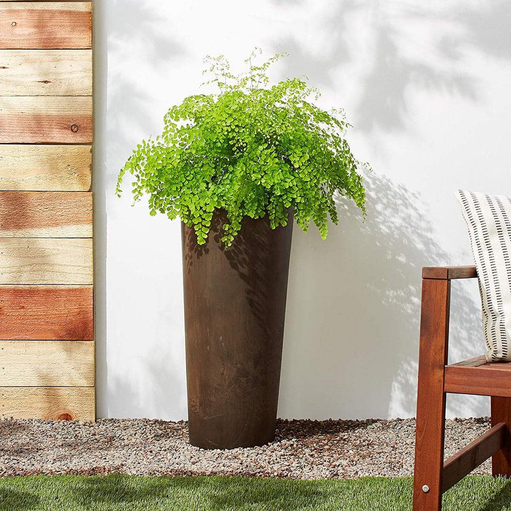 Tall Round Chocolate Marble Indoor/Outdoor Planter