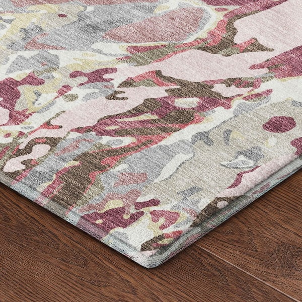 Mayfield Premium Machine Washable Abstract AMF2441 Blush 10 ft. x 14 ft. Area Rug