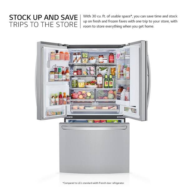Lg Electronics 29 7 Cu Ft Smart French Door Refrigerator Instaview Door In Door Dual And Craft Ice In Printproof Stainless Steel Lrmvs3006s The Home Depot