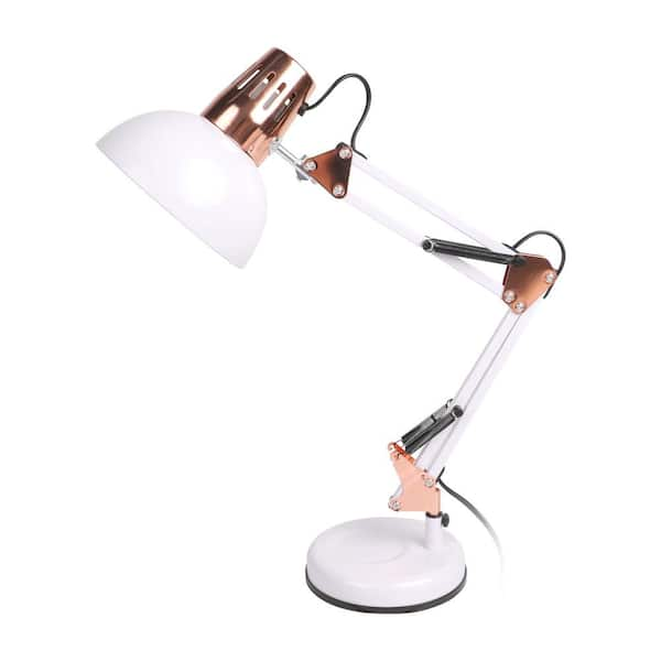 LamQee 18 in. White Architect Gooseneck Table Lamp with Adjustable