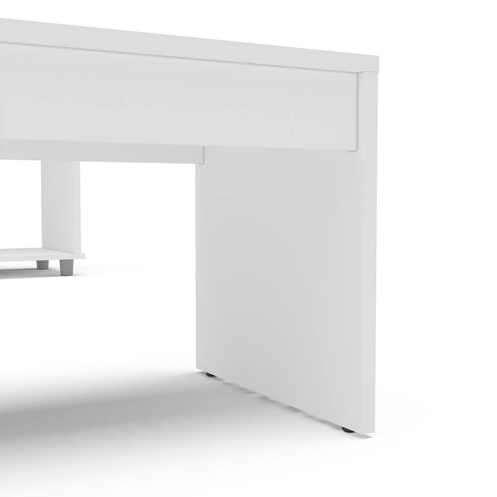 White Engineered Wood TV Stand and Coffee Table Set