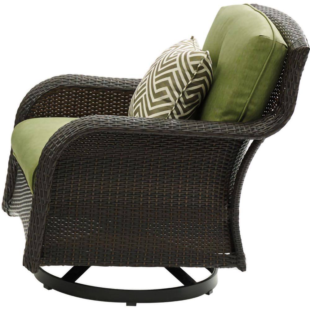 Strathmere 4-Piece Brown Wicker Outdoor Conversation Set with Green Cushions