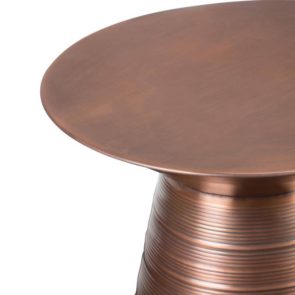 Handcrafted 18" Round Metal Accent Table in Aged Copper