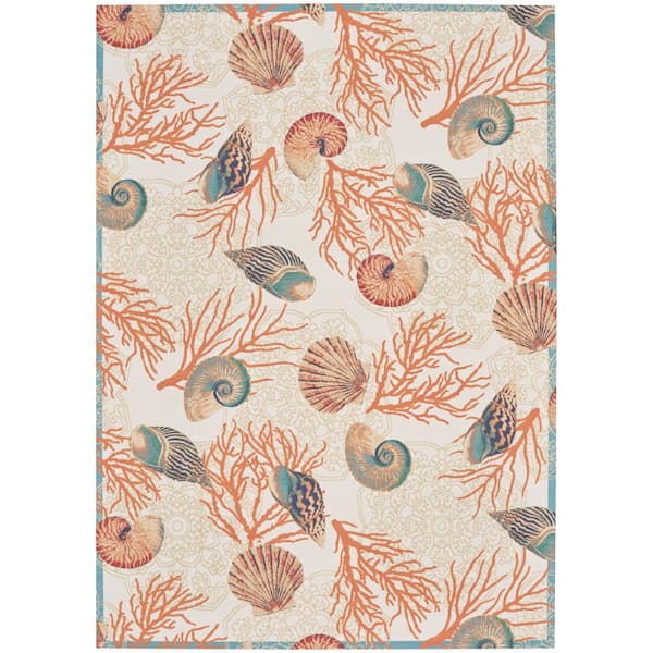Waverly Sun N' Shade Ivory/Multi 7 ft. x 10 ft. All-over design Contemporary Indoor/Outdoor Area Rug