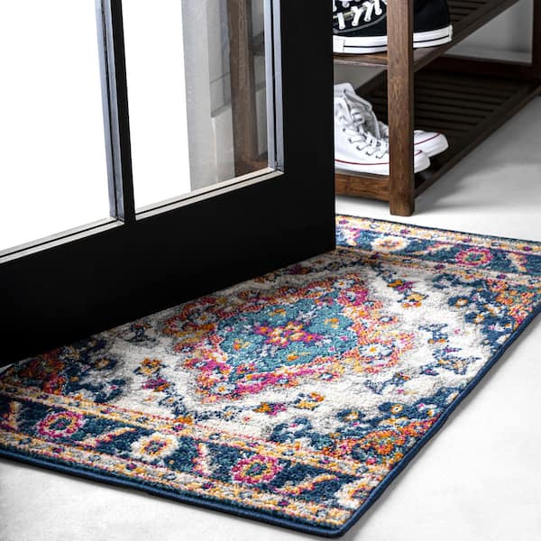 Bohemian Flair Boho Vintage Medallion Blue/Multi 2 ft. x 3 ft. Area Rug