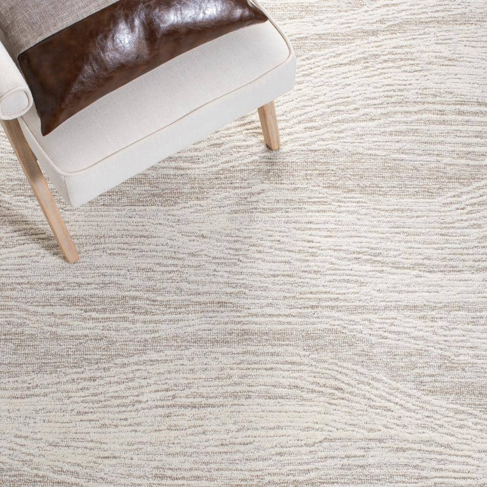 Ivory Elegance 6' Square Hand-Tufted Wool Area Rug