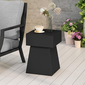 Aesop Matte Black Square Stone Outdoor Side Table