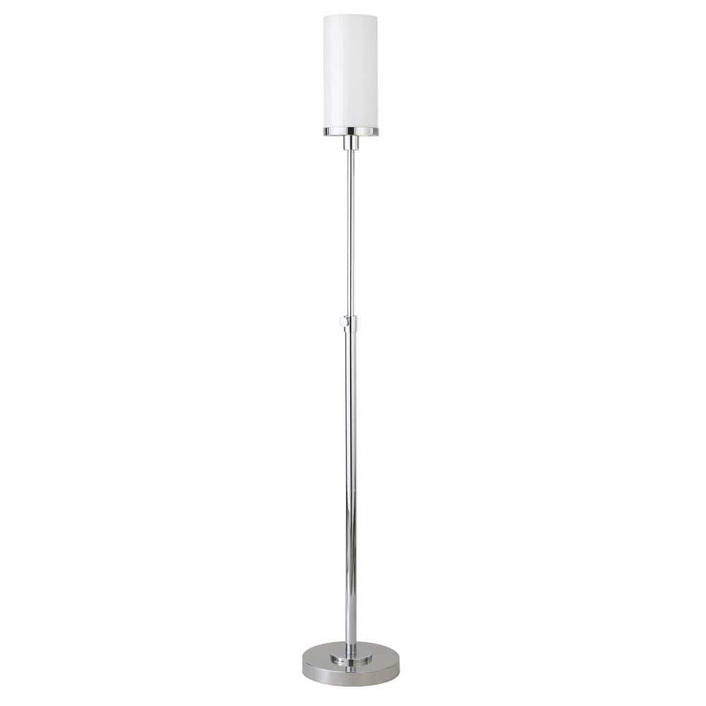 HomeRoots 66 in. Silver 1 1 Way On Off Torchiere Floor Lamp for Living Room with Glass Drum Shade 2000523379 The Home Depot