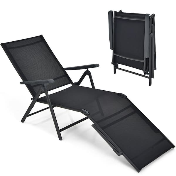 LIVIZA 1-Piece Black Metal Outdoor Chaise Lounge