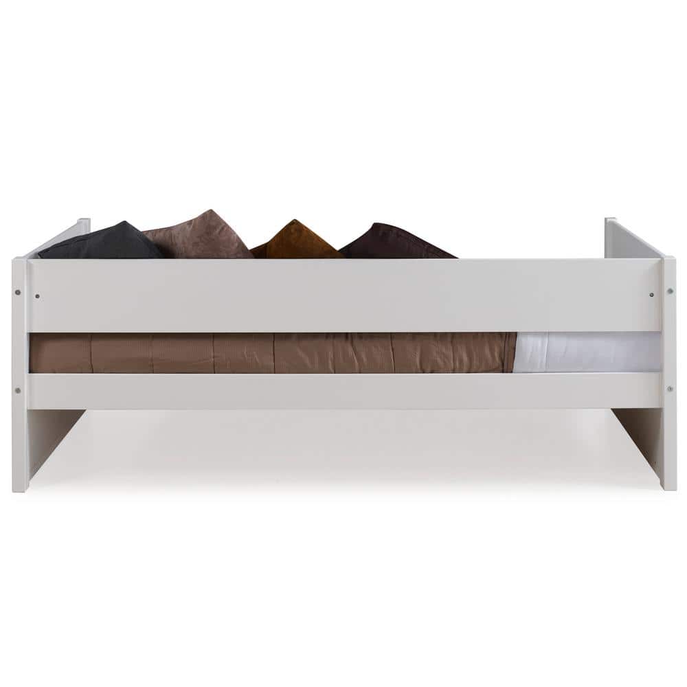White Twin Solid Wood Daybed with Trundle and Slats