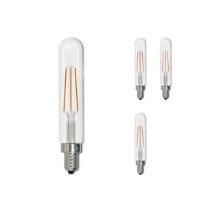 40-Watt Equivalent Soft White Light T8 (E12) Candelabra Screw Base Dimmable Clear LED Light Bulb (4 Pack)