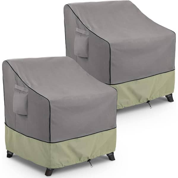 32 in. Large Gray Outdoor Furniture Chair Covers Waterproof 2-Pack