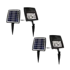Solar Flood Light 2-Watt Black LED Spotlight with Bright White LED's (2-Pack)