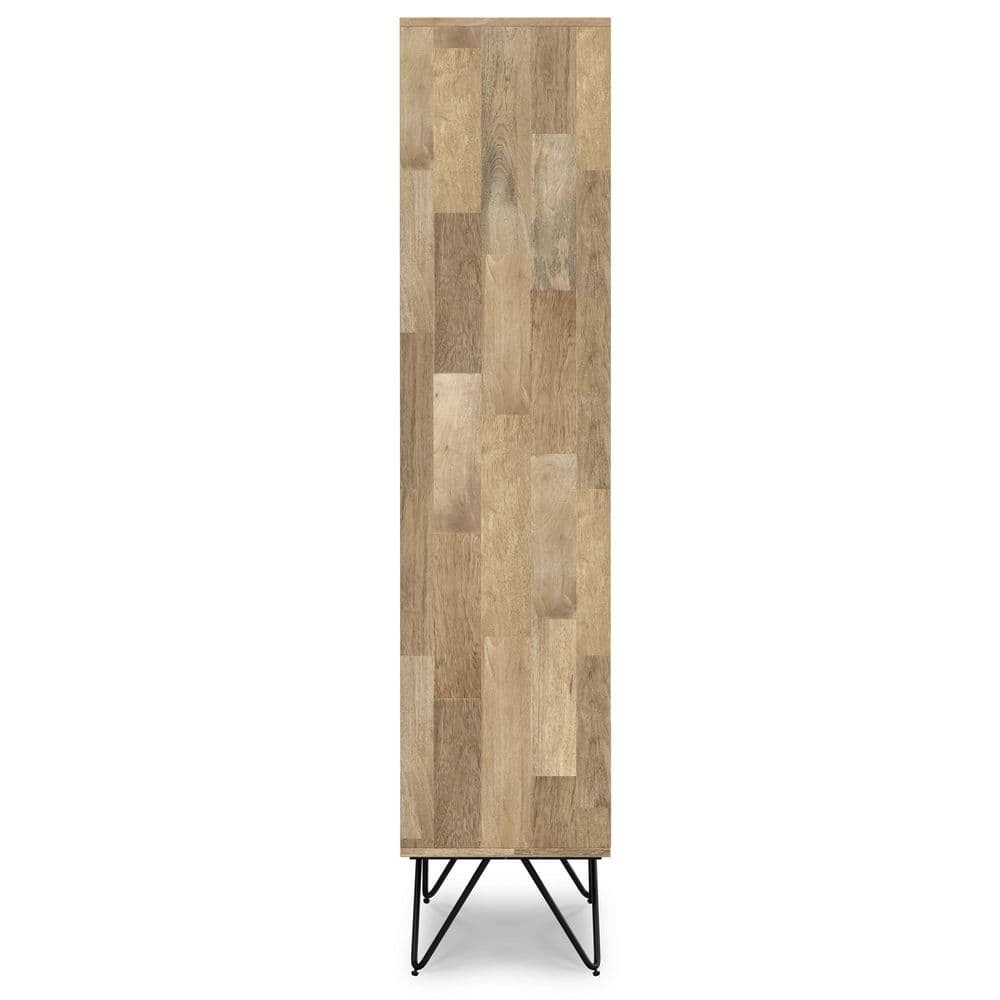 Hunter Natural Solid Mango Wood and Black Metal Tall Bookcase