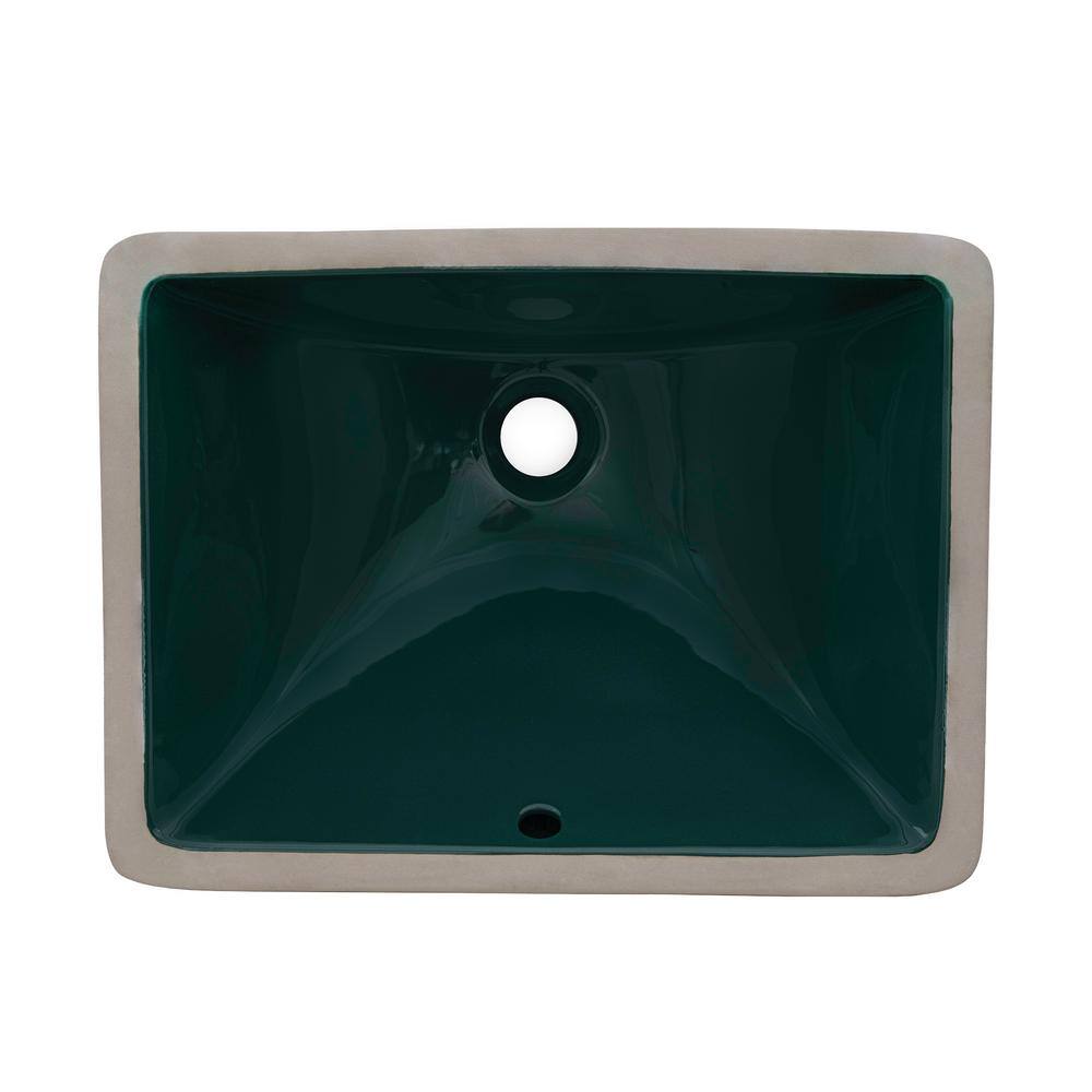 Emerald Green Rectangular Ceramic Undermount Bathroom Sink