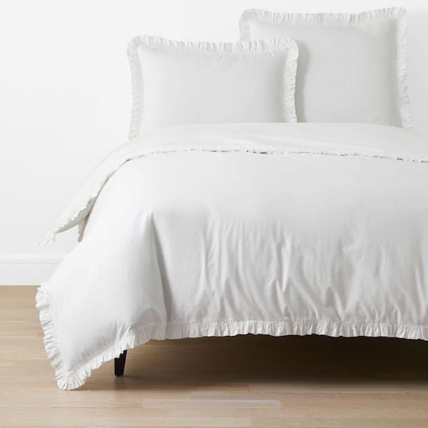 Company Cotton Ruffle Garment Wash White King/California King Duvet Cover