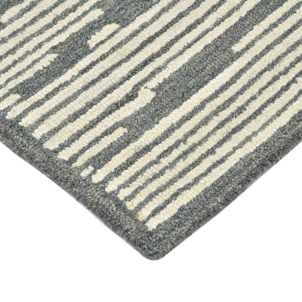 Handmade Dark Gray Geometric Wool Rectangular Rug 5' x 8'