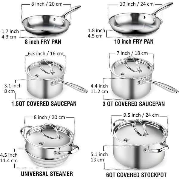 Cooks Standard Classic Stainless Steel Cookware Set 10-Pieces, 18/10  Stainless Steel Pots and Pans Kitchen Cooking Set, Silver