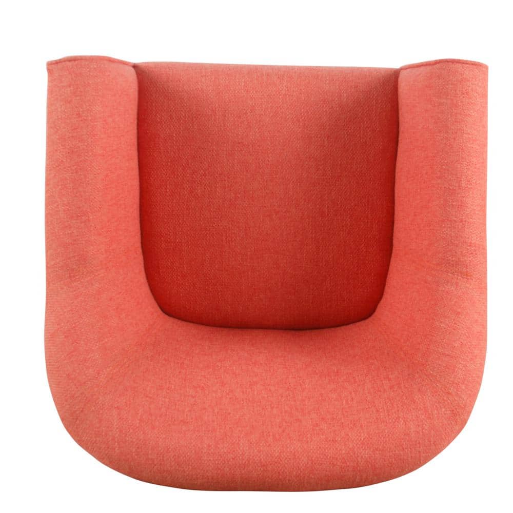 Modern Barrel Accent Chair in Lush Orange with Wood Legs