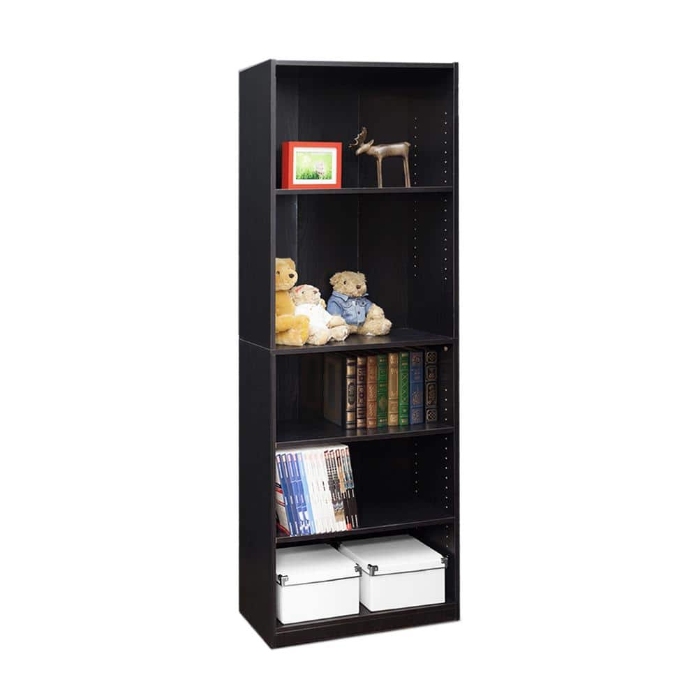 JAYA 5-Shelf Black Open Bookcase