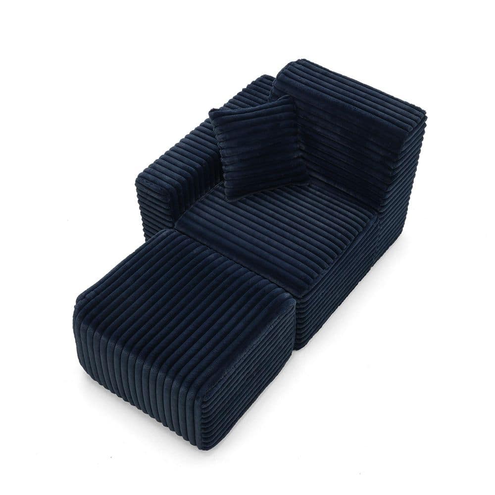 Uixe Navy Faux Rabbit Fur Polyester Left Arm Facing 1-Arm Chaise Lounge ...