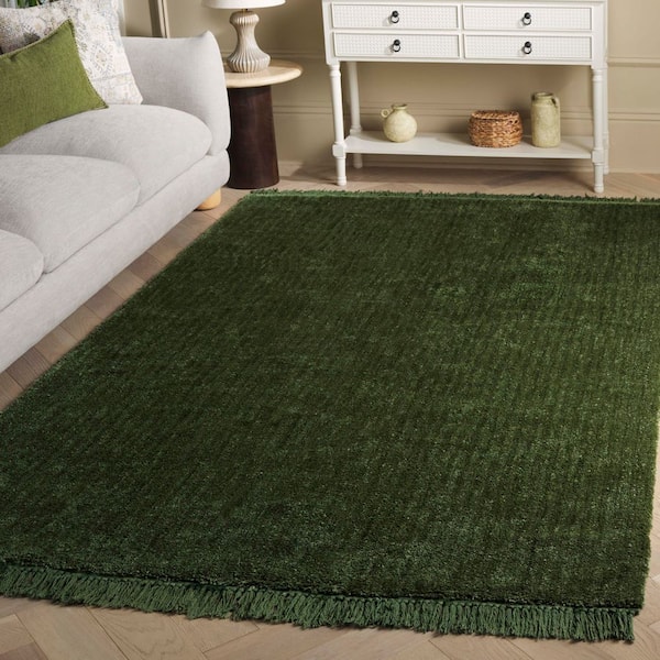 Vermont 8 ft. x 10 ft. Green Solid Textured Area Rug
