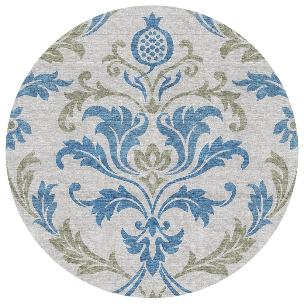 Chantille Machine Washable Indoor/Outdoor Abstract ACN2968 Silver 8 ft. x 8 ft. Round Rug price history on PriceWatchPro