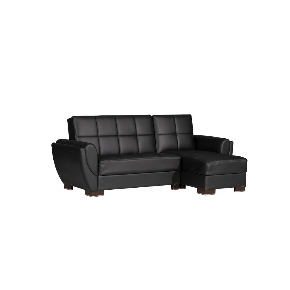 Ottomanson Basics Air Collection Black Convertible LShaped Sofa Bed