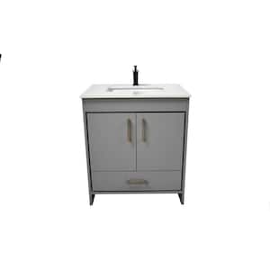Capri 24 in. W x 22 in. D Bathroom Vanity in Gray with Microstone Vanity Top in White with White Basin