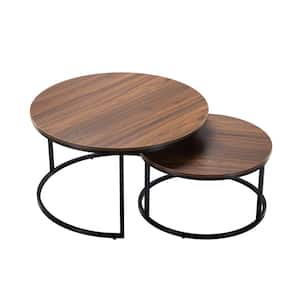 Modern Nesting Round Coffee Table Outdoor Coffee Table in Brown