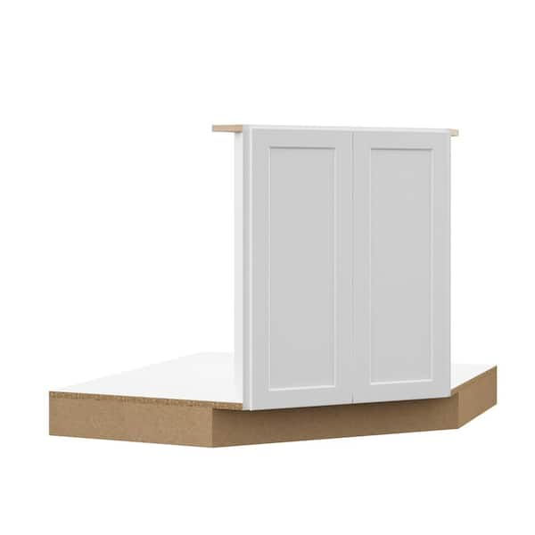 Hampton Bay Designer Series Melvern Partially Assembled 42x34.5x23.75 in. Corner Sink Base Kitchen Cabinet in White